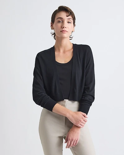 Cardigan Court Ouvert à Manches Longues