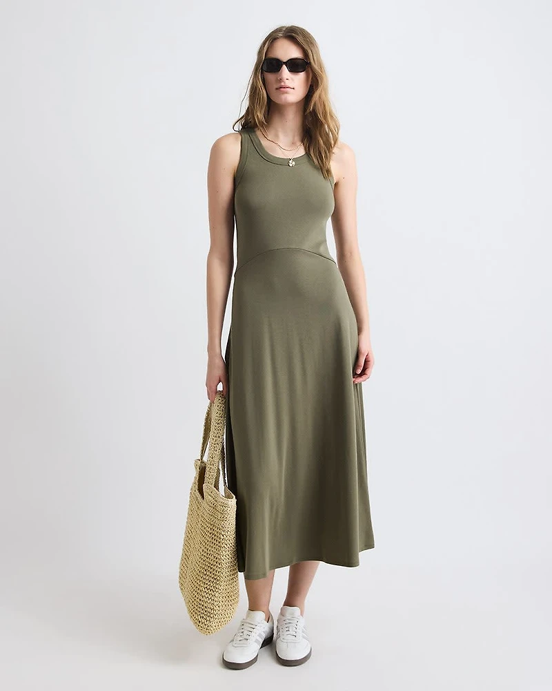 Sleeveless Crew-Neck Midi Dress