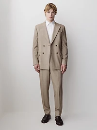 Pleated Tapered-Leg Striped Suit Pant