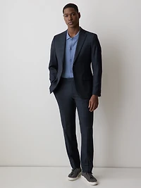 Pantalon de Complet Carreauté Marine à Coupe Étroite