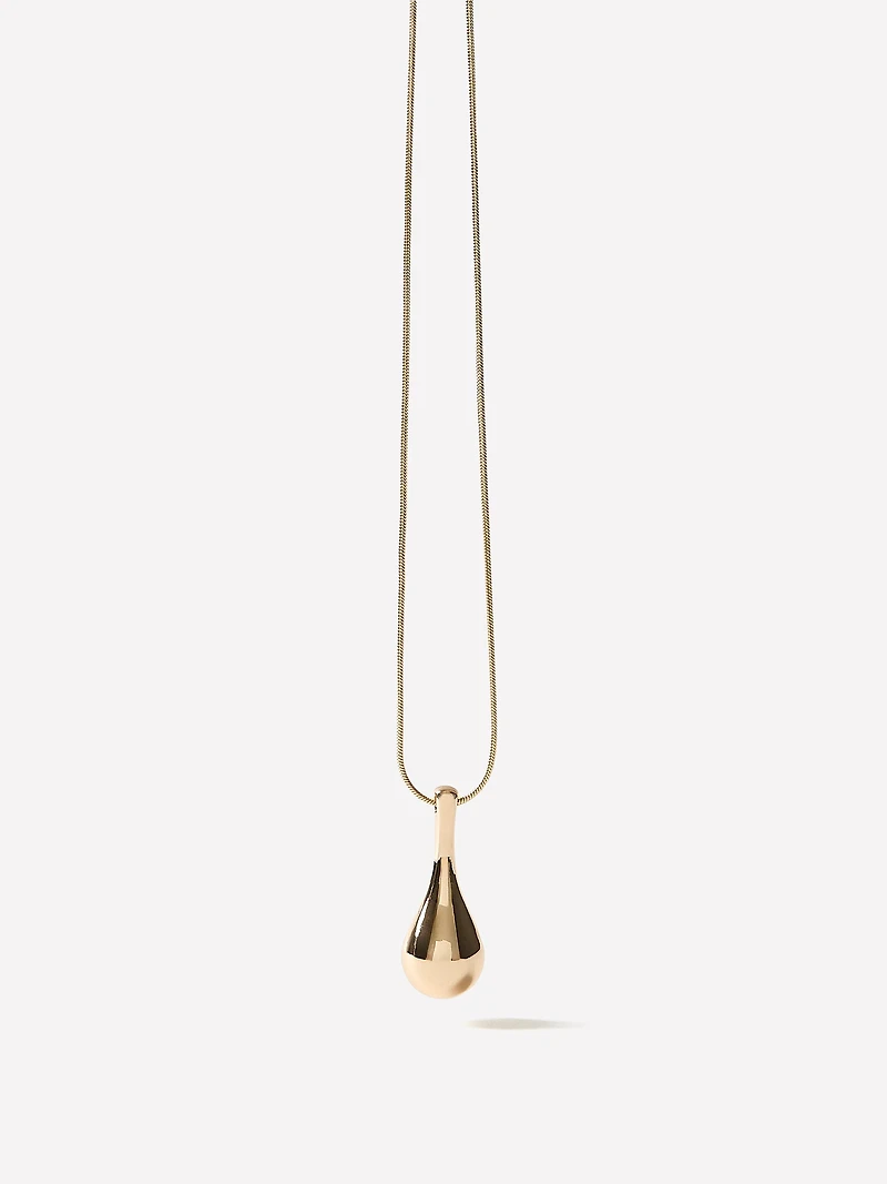 Long Necklace with Sculptural Metal Pendant