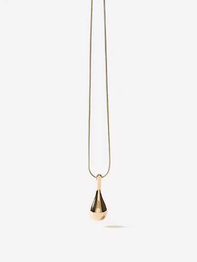 Long Necklace with Sculptural Metal Pendant