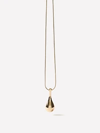 Long Necklace with Sculptural Metal Pendant