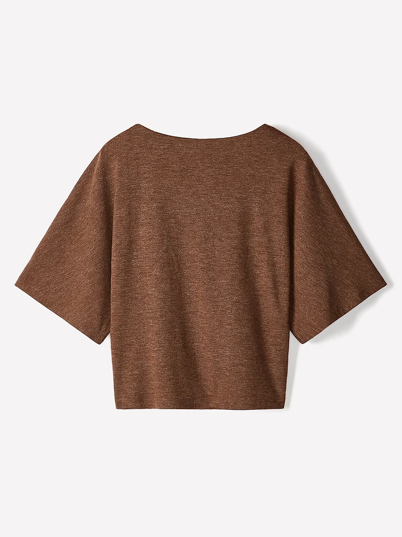 Haut en Tricot à Manches Courtes et Col Bateau