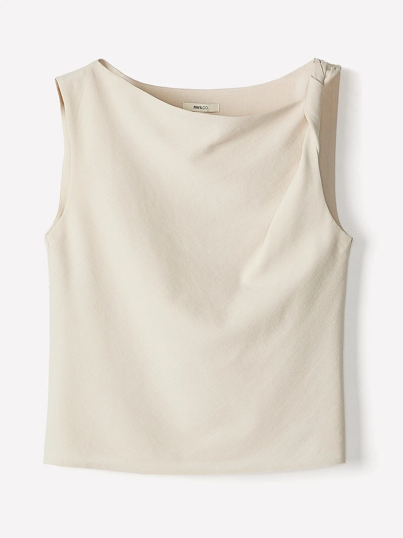 Blouse Sans Manches à Col Bateau et Bretelle Torsadée