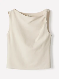 Blouse Sans Manches à Col Bateau et Bretelle Torsadée