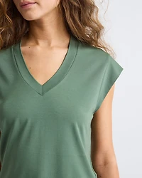 T-Shirt Classique à Manches Courtes et Col V