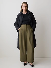 Pantalon en Sergé à Jambe Ballon et Taille Haute