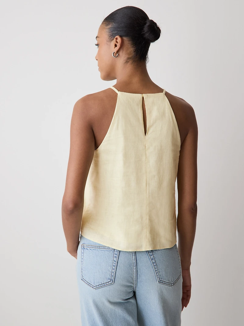 Sleeveless Halter-Neck Linen Blouse