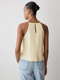 Sleeveless Halter-Neck Linen Blouse