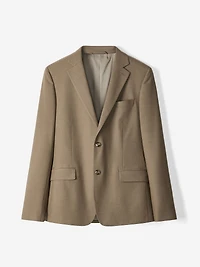 Slim-Fit Dark Beige Suit Blazer