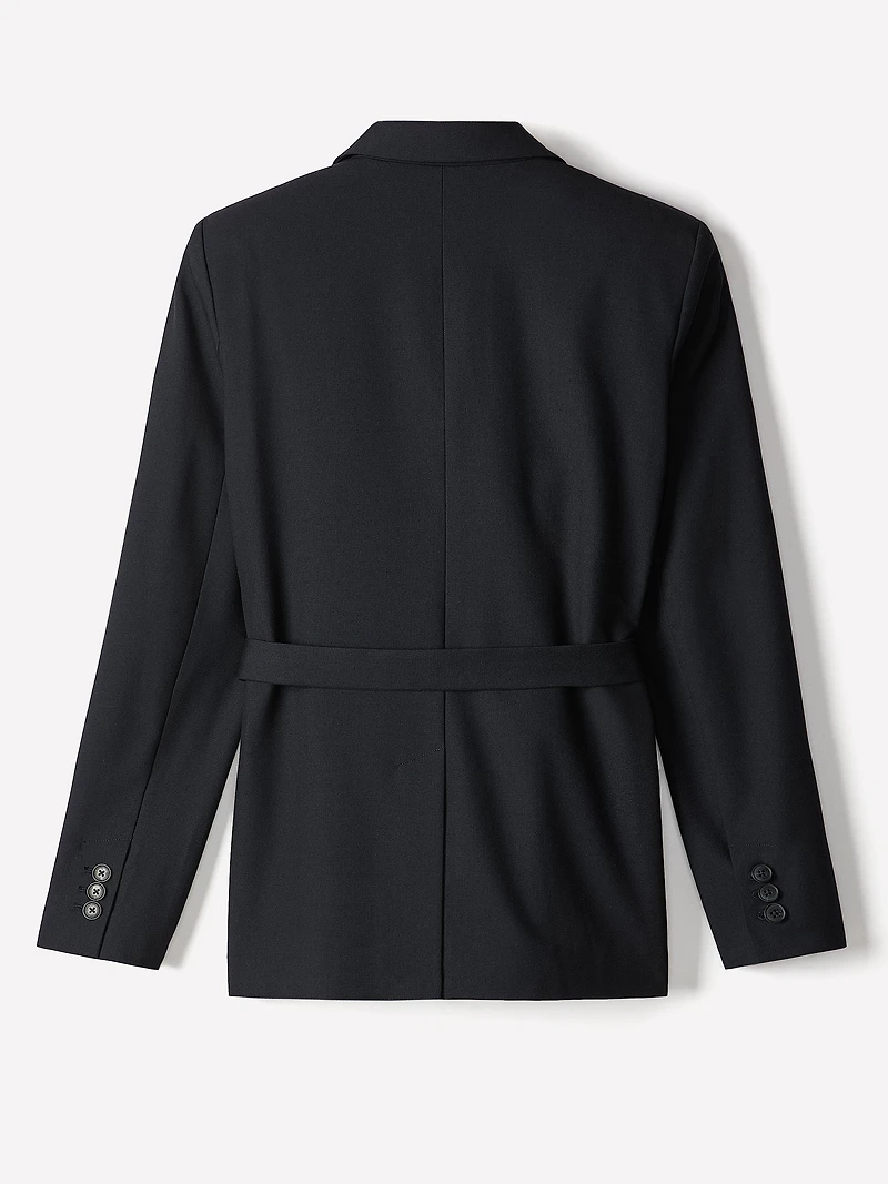 Relaxed-Fit One-Button Blazer with Removable Sash