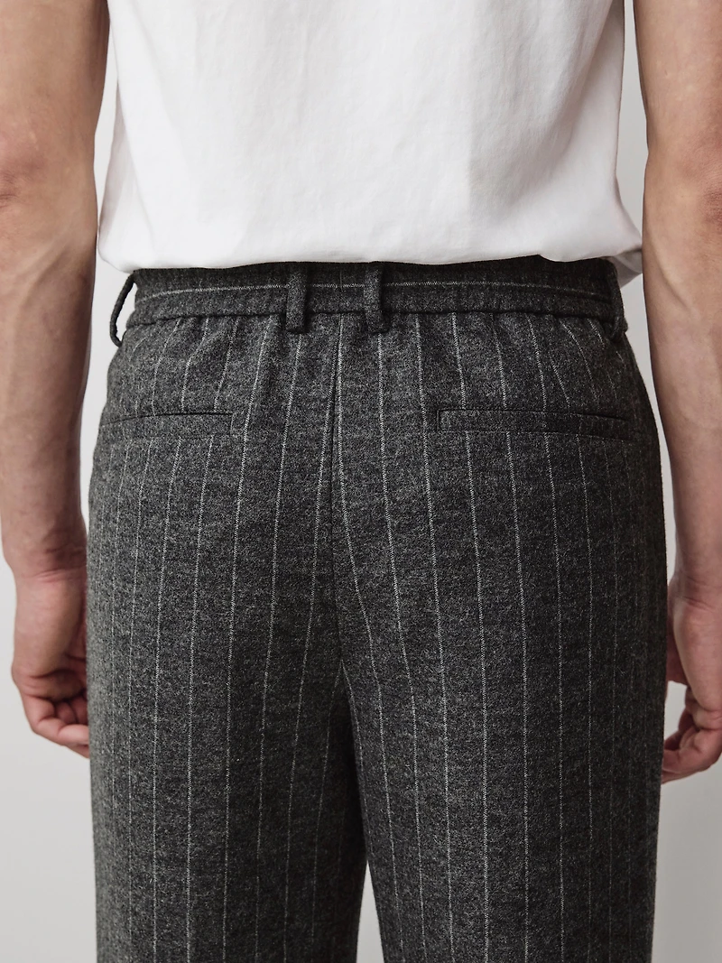Striped Straight-Leg Pleated Pant