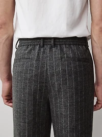 Striped Straight-Leg Pleated Pant
