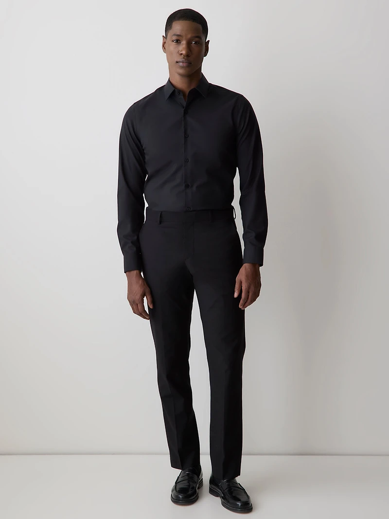 Slim Fit Solid Supima (R) Cotton Twill Dress Shirt