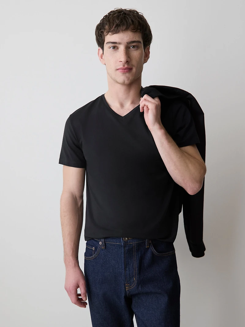 T-shirt à Encolure V en Coton Supima (R)