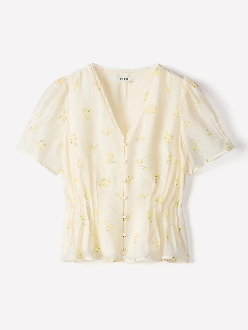 Blouse Péplum Sans Manches à Col V