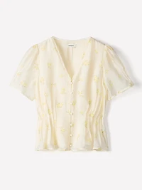 Blouse Péplum Sans Manches à Col V