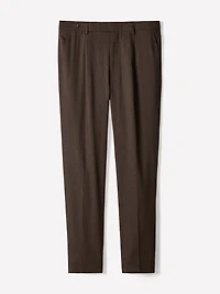 Linen-Blend Tapered-Leg Pleated Pant