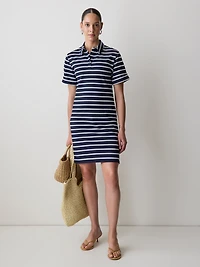 Striped Short-Sleeve Polo Dress