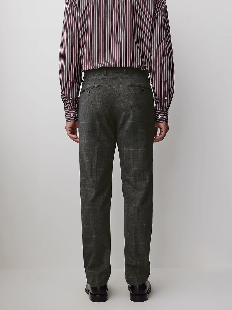 Slim-Fit Checkered Grey Wool Suit Pant