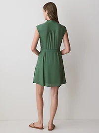 Ribe Courte Boutonnée Sans Manches à Col Montant