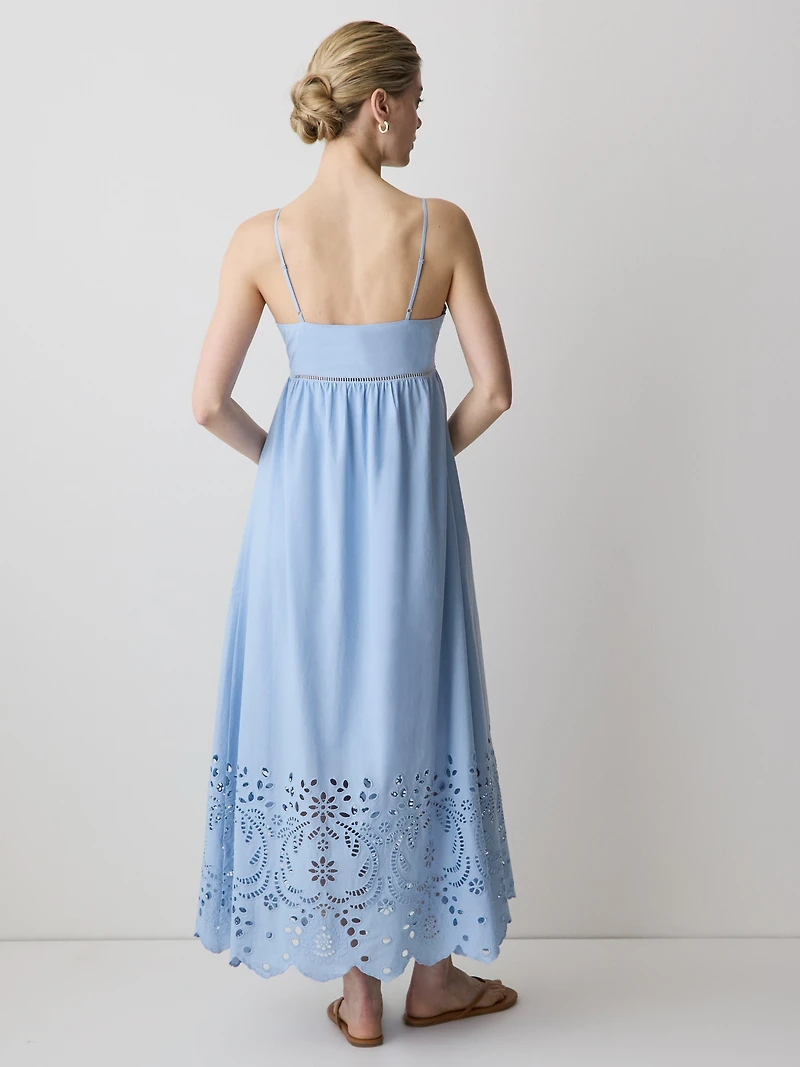 Robe Maxi à Oeillets Sans Manches Col en Coeur