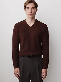 Cashmere-Blend Long-Sleeve V-Neck Sweater