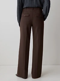 Pantalon en Sergé Épais à Taille Mi-Haute et Jambe Large