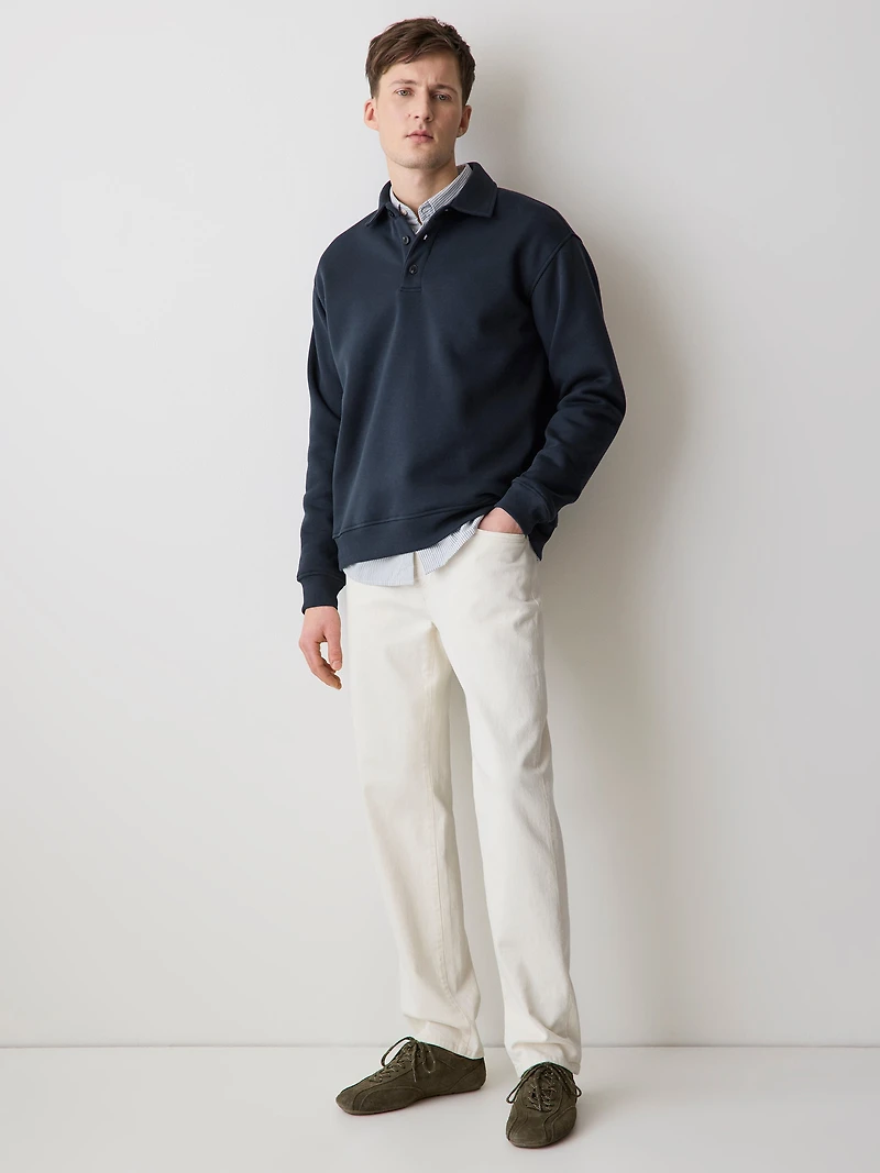 Fleece Long-Sleeve Polo
