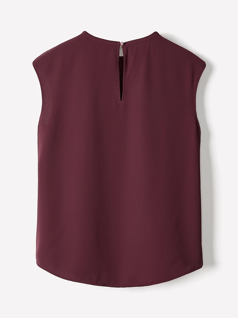 Cap-Sleeve Crew-Neck Blouse