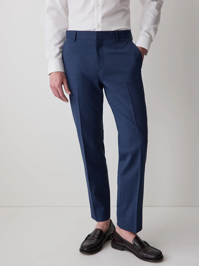 Pantalon de Complet Bleu en Laine à Coupe Ajustée