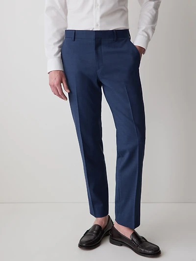 Pantalon de Complet Bleu en Laine à Coupe Ajustée