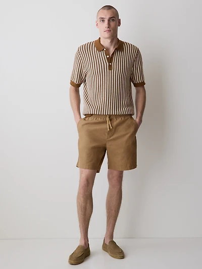 Linen-Blend Shorts with Elastic Waistband