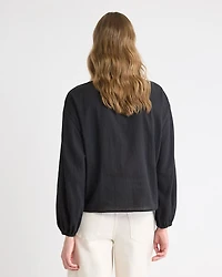 Blouse en Gaze à Manches Longues et Col U
