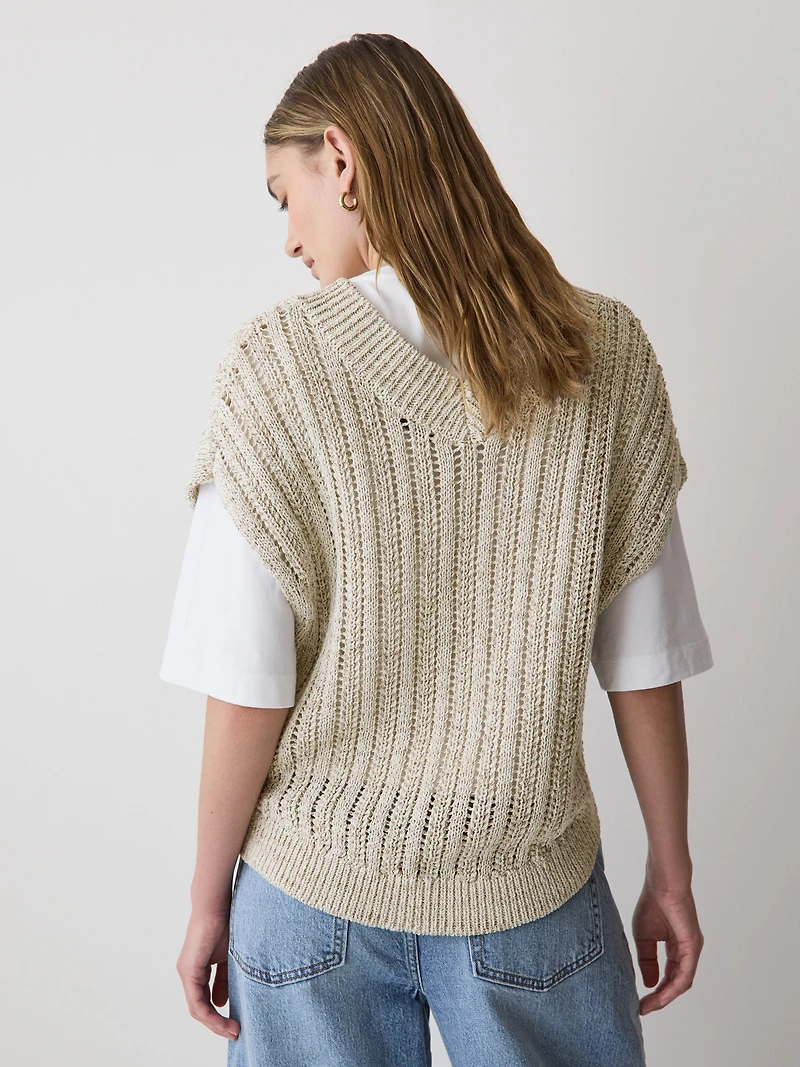 Veste en Tricot Sans Manches à Col V