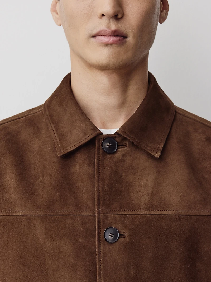 Suede Jacket with Shirt Collar