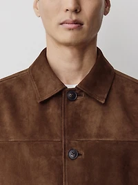 Suede Jacket with Shirt Collar