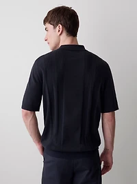 Polo à Manches Courtes en Coton avec Mailles Verticales