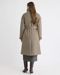 Wool-Blend Funnel-Neck Long Winter Coat