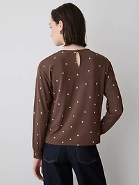 Haut à Manches Longues Col Rond Froncé