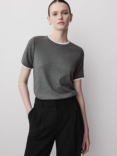 Short-Sleeve Crew-Neck Ribbed Basic Tee