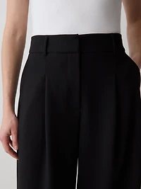 Pantalon en Sergé à Jambe Ballon et Taille Haute