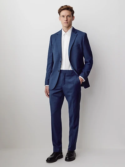 Blue Tailored-Fit Wool Suit Pant