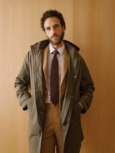 Veston de Complet Beige Doré à Coupe Étroite