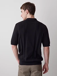 Polo à Manches Courtes en Coton avec Mailles Verticales