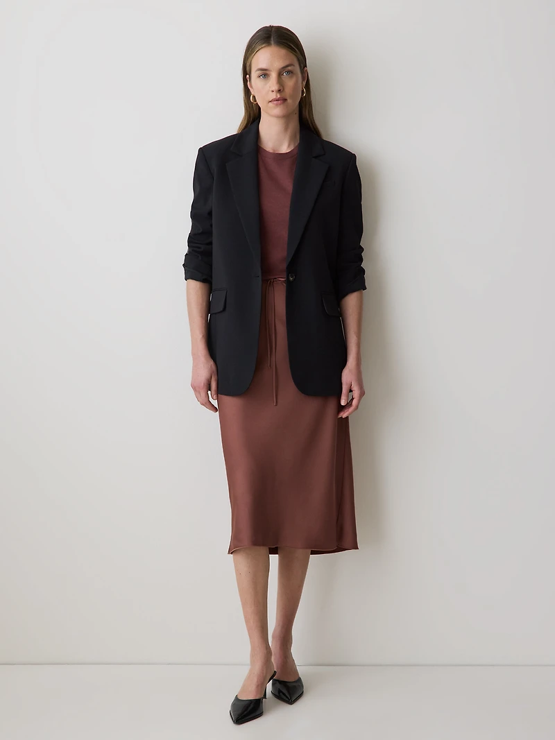 Veston Coupe Décontractée Noir à Boutonnage Simple