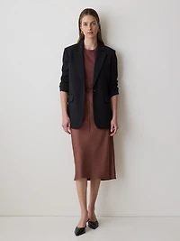 Veston Coupe Décontractée Noir à Boutonnage Simple