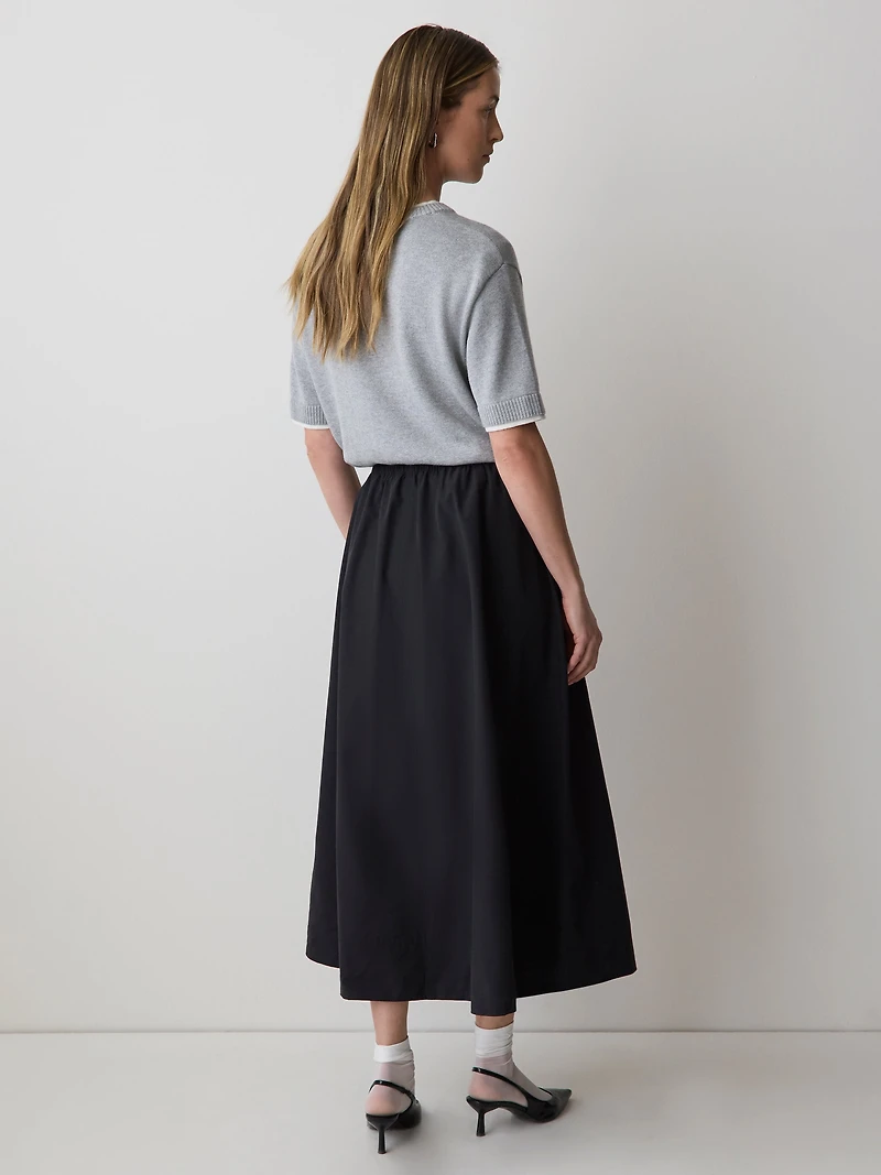 High-Rise A-Line Midi Skirt