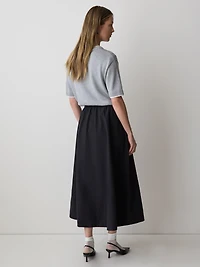High-Rise A-Line Midi Skirt